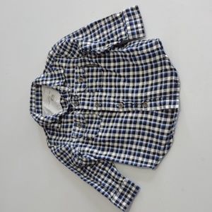 Calvin Klein Jeans button down shirt black blue check baby boy 12M long sleeved